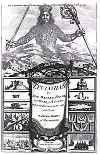 Титул книги Томаса Гоббса "Левиафан" (1651 г.).